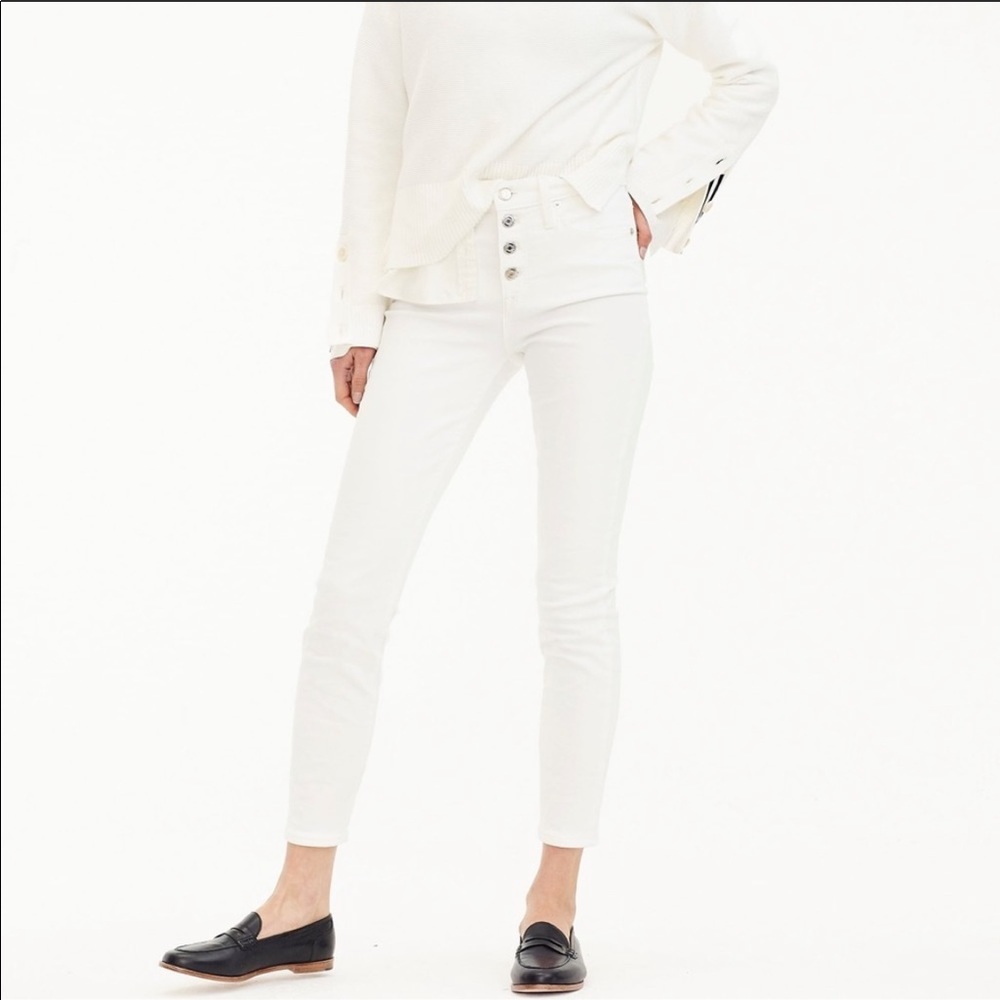 J.Crew High rise toothpick white jeans